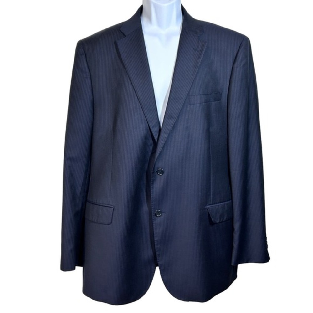 Ermenegildo Zegna Classic Navy Stripped‎ Wool Blazer Sports Coat Men 46 DR 6L
